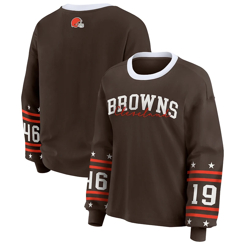 T-shirt de sport à manches longues pour femme WEAR by Erin Andrews Brown des Cleveland Browns