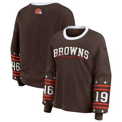 T-shirt de sport à manches longues pour femme WEAR by Erin Andrews Brown des Cleveland Browns
