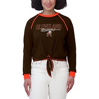 T-shirt à manches longues noué sur le devant pour femme WEAR by Erin Andrews Brown Cleveland Browns