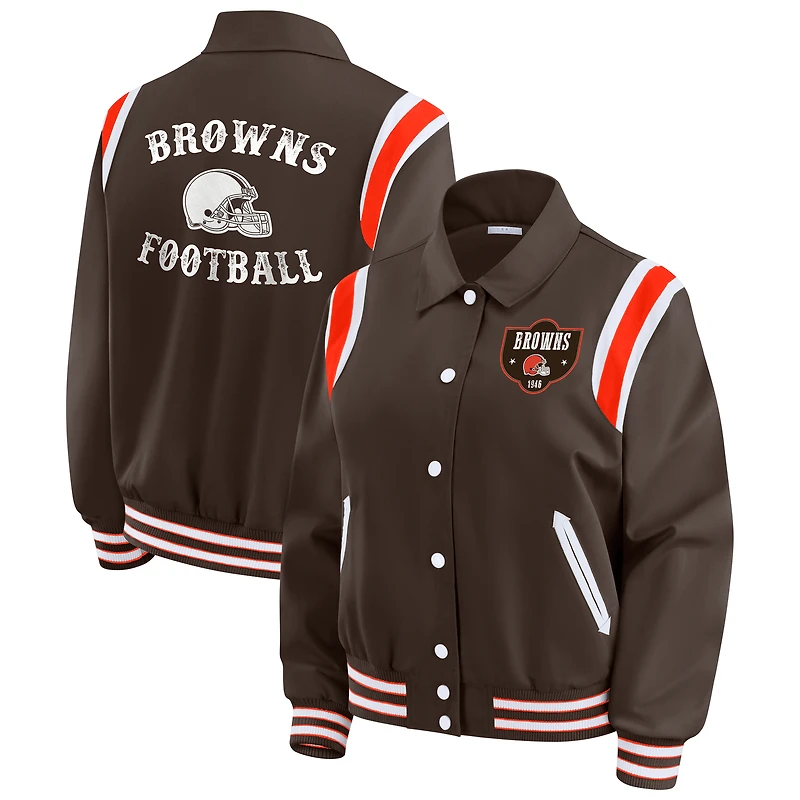 Veste légère à boutons-pression complète pour femme WEAR by Erin Andrews Brown des Cleveland Browns