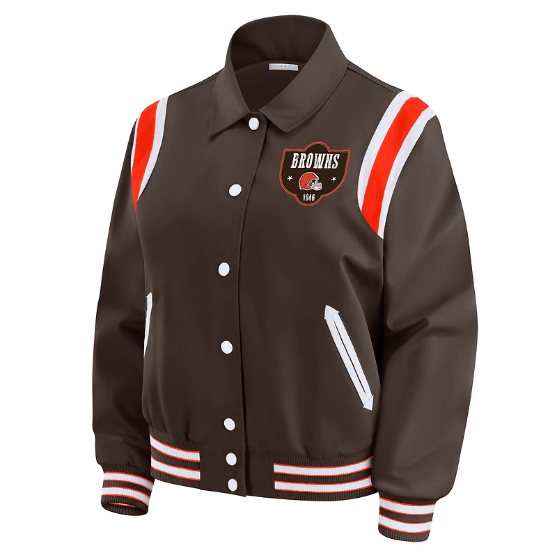 Veste légère à boutons-pression complète pour femme WEAR by Erin Andrews Brown des Cleveland Browns
