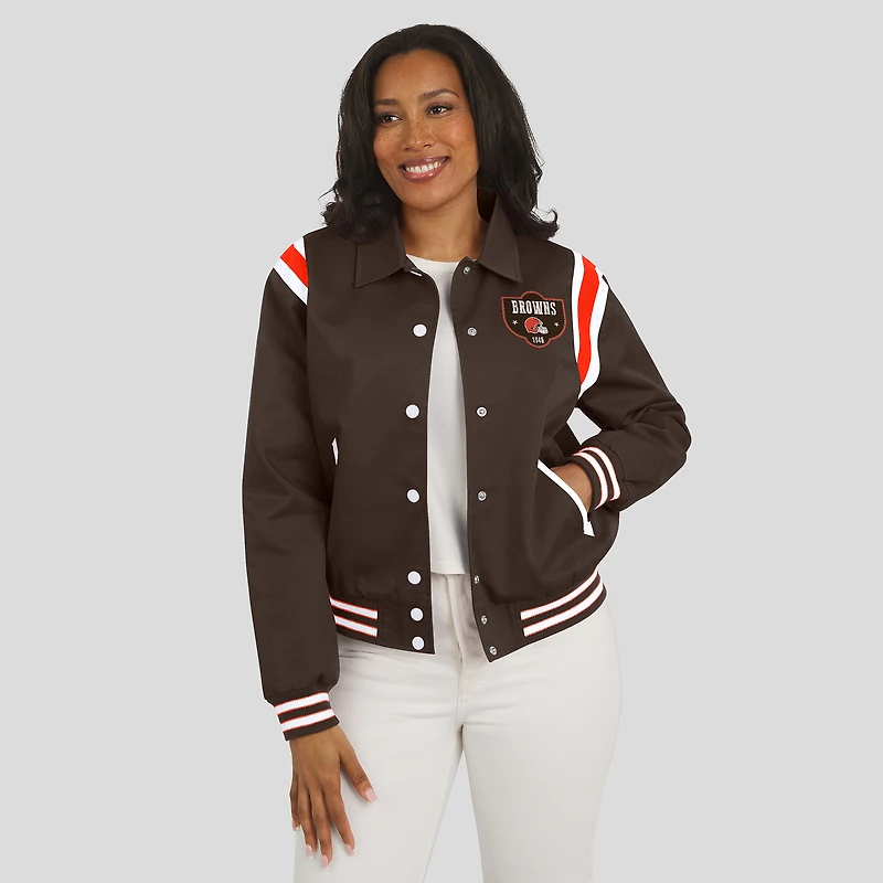 Veste légère à boutons-pression complète pour femme WEAR by Erin Andrews Brown des Cleveland Browns