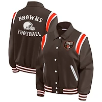 Veste légère à boutons-pression complète pour femme WEAR by Erin Andrews Brown des Cleveland Browns