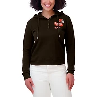 Women's WEAR by Erin Andrews Brown Cleveland Browns Waffle-Knit Pullover Hoodie