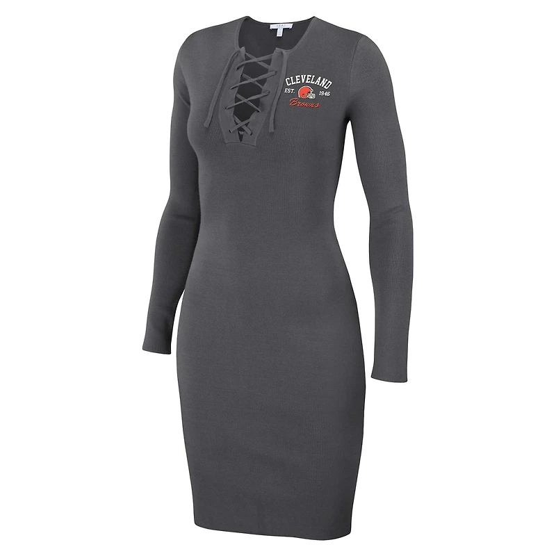 Robe à lacets et manches longues pour femme WEAR by Erin Andrews, couleur anthracite, Cleveland Browns