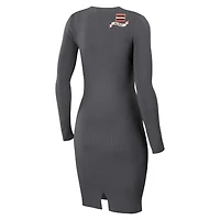 Women's WEAR by Erin Andrews Charcoal Cleveland Browns Lace Up Long Sleeve Dress