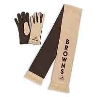 Ensemble écharpe et gants à micro-carreaux ton sur ton pour femme par Erin Andrews Cleveland Browns