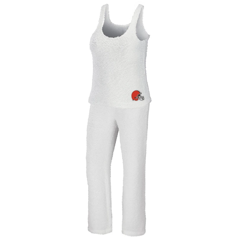 Women's WEAR by Erin Andrews Cream Cleveland Browns Plus Cozy Scoop Neck Tank Top & Pants Set