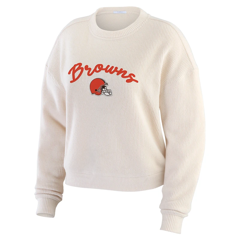 Ensemble de détente pour femme WEAR by Erin Andrews en tricot tri-blend à manches longues et pantalon grande taille Cleveland Browns Cream