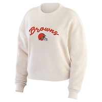Ensemble de détente pour femme WEAR by Erin Andrews en tricot tri-blend à manches longues et pantalon grande taille Cleveland Browns Cream