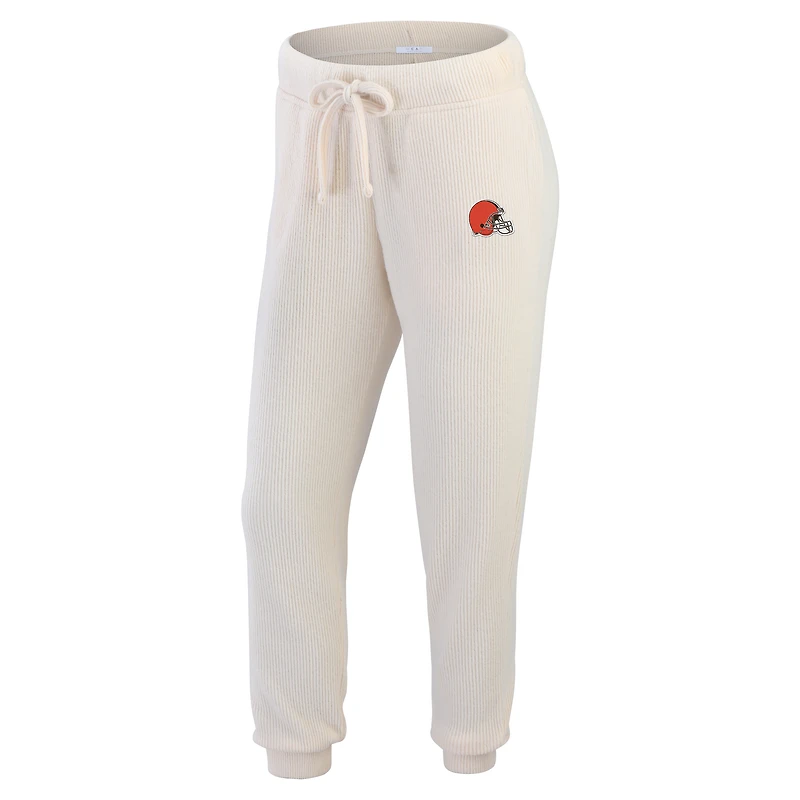 Ensemble de détente pour femme WEAR by Erin Andrews en tricot tri-blend à manches longues et pantalon grande taille Cleveland Browns Cream