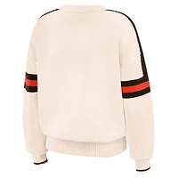 Pull à rayures crème Cleveland Browns pour femme WEAR by Erin Andrews