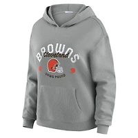 Women's WEAR by Erin Andrews Gray Cleveland Browns Waffle-Knit Long Sleeve Hooded Shirt & Pants Lounge Set