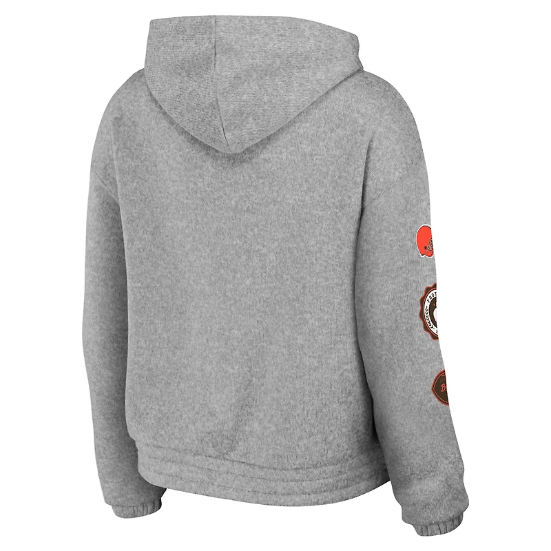 Women's WEAR by Erin Andrews Heather Gray Cleveland Browns Full-Zip Hoodie