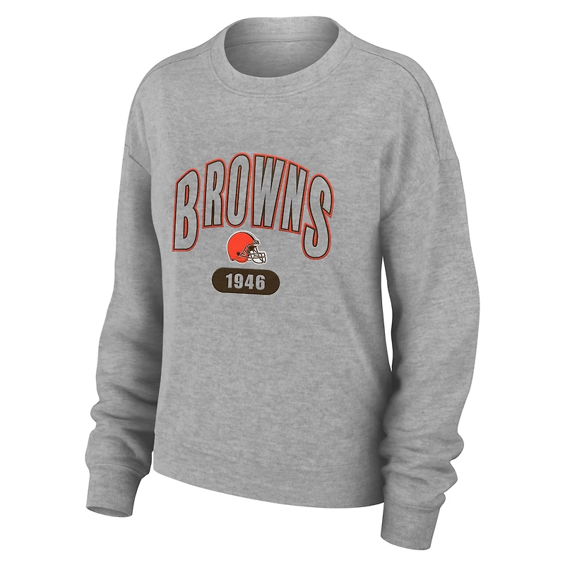 Ensemble de nuit pour femme WEAR by Erin Andrews Heather Gray Cleveland Browns en tricot à manches longues et pantalon