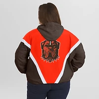 Veste coupe-vent à capuche entièrement zippée et froissée rétro grande taille pour femme WEAR by Erin Andrews orange/marron Cleveland Browns