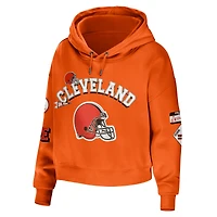 Women's WEAR by Erin Andrews Orange Cleveland Browns Modest Cropped Pullover Hoodie