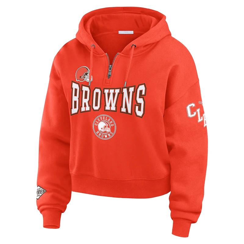 Sweat à capuche zippé orange Cleveland Browns Patch pour femme WEAR by Erin Andrews
