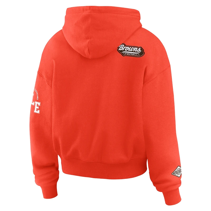Sweat à capuche zippé orange Cleveland Browns Patch pour femme WEAR by Erin Andrews