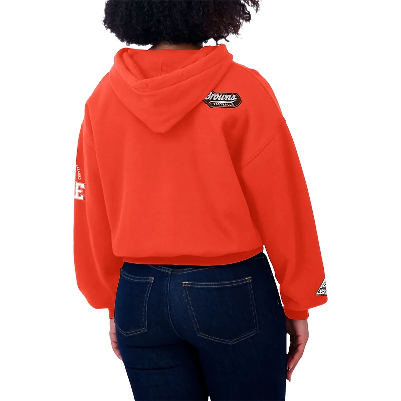 Sweat à capuche zippé orange Cleveland Browns Patch pour femme WEAR by Erin Andrews