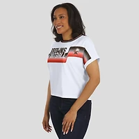 Women's WEAR by Erin Andrews White Cleveland Browns Cropped Center Stripe Dolman T-Shirt