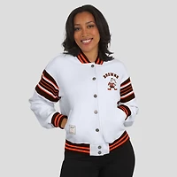 Veste polaire blanche à boutons-pression pour femme WEAR by Erin Andrews des Cleveland Browns