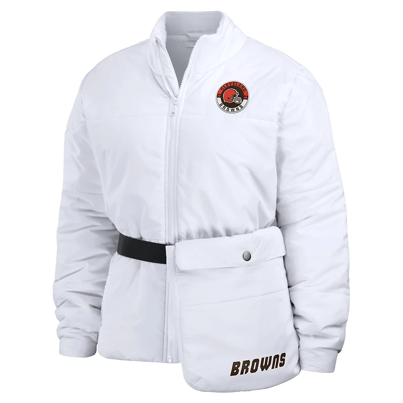 Doudoune zippée entièrement repliable blanche Cleveland Browns WEAR by Erin Andrews pour femme