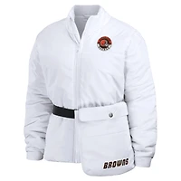 Doudoune zippée entièrement repliable blanche Cleveland Browns WEAR by Erin Andrews pour femme