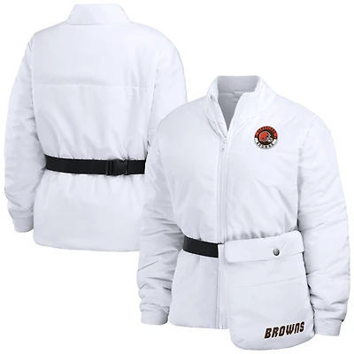 Doudoune zippée entièrement repliable blanche Cleveland Browns WEAR by Erin Andrews pour femme