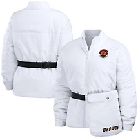 Doudoune zippée entièrement repliable blanche Cleveland Browns WEAR by Erin Andrews pour femme