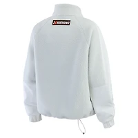 Women's WEAR by Erin Andrews White Cleveland Browns Polar Fleece Half-Zip Jacket
