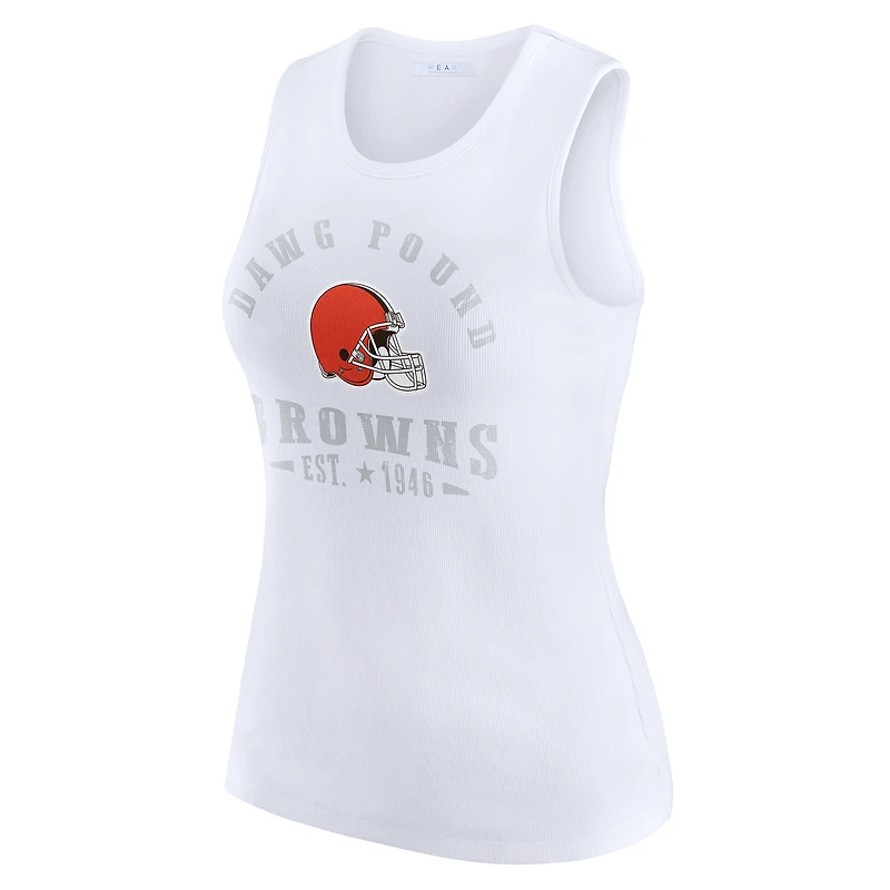 Women's WEAR by Erin Andrews  White Cleveland Browns Ribbed Graphic Tank Top