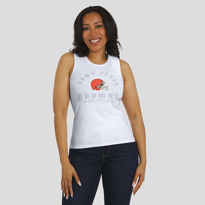 Women's WEAR by Erin Andrews  White Cleveland Browns Ribbed Graphic Tank Top