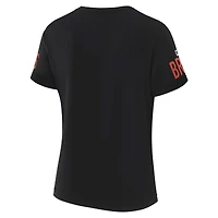 Women's WEAR by Erin Andrews x Gracie Hunt Black Cleveland Browns Draft Me Lace-Up T-Shirt