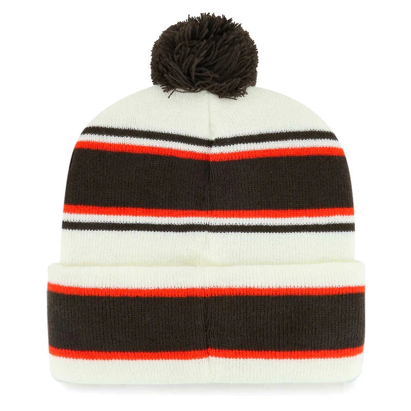 Bonnet en tricot à revers Stripling Cleveland Browns blanc '47 pour jeunes avec pompon