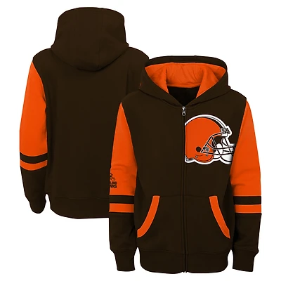 Youth Brown Cleveland Browns Stadium Color-Block Full-Zip Hoodie