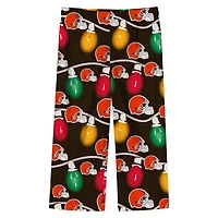 Youth Cleveland Browns Two-Piece Garland Holiday Long Sleeve Pajama Set