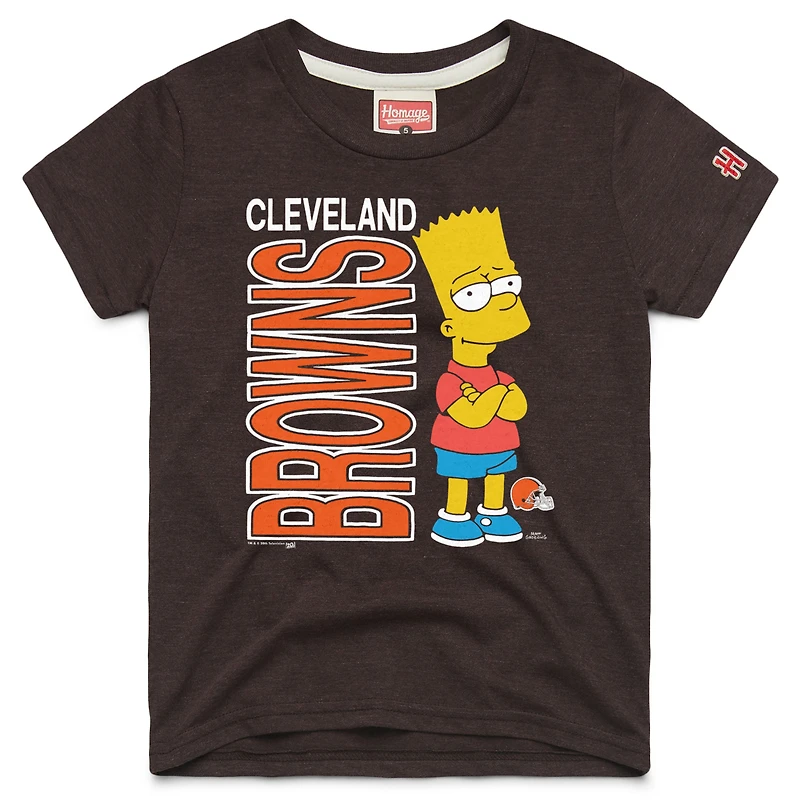 T-shirt tri-blend marron Cleveland Browns Youth Homage x The Simpsons