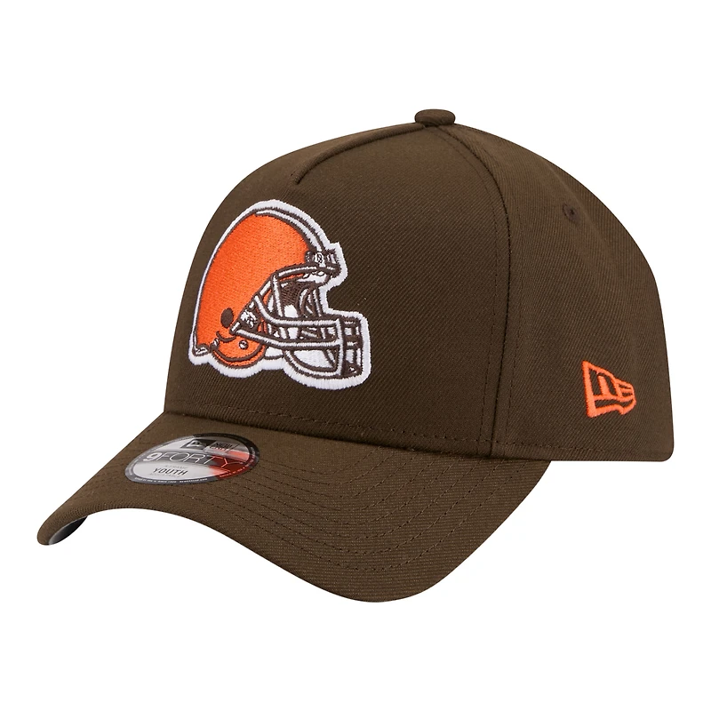 Casquette ajustable New Era Cleveland Browns 9FORTY pour jeunes, marron, modèle A-Frame