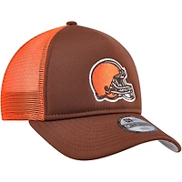 Youth New Era Brown Cleveland Browns A-Frame 9FORTY Trucker Adjustable Hat
