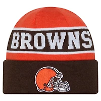 Bonnet en tricot réversible à revers Cleveland Browns Active pour jeunes New Era marron