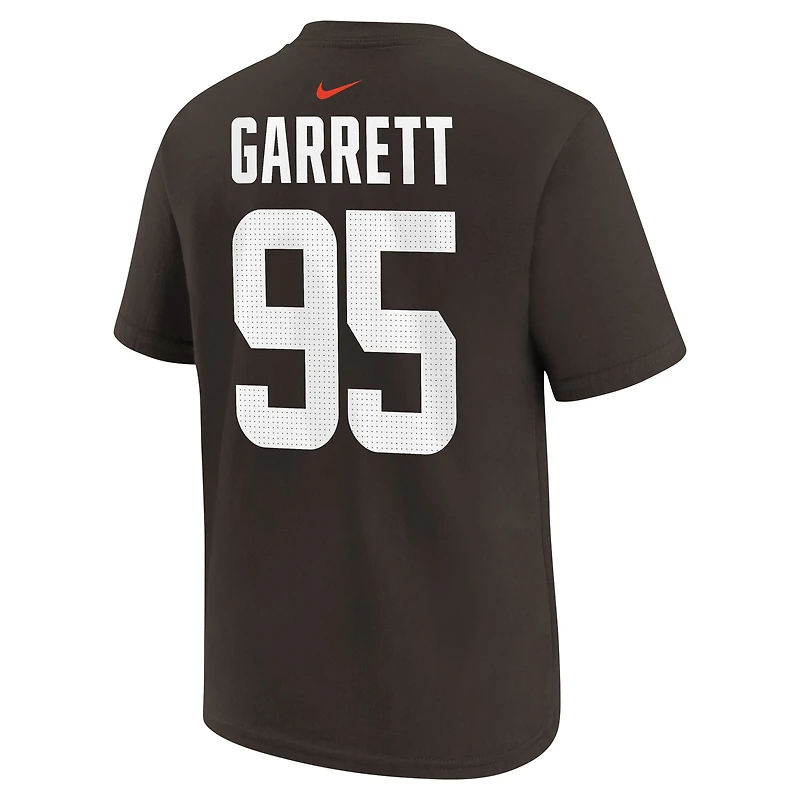 T-shirt avec nom et numéro de joueur des Cleveland Browns Nike Myles Garrett marron pour jeune