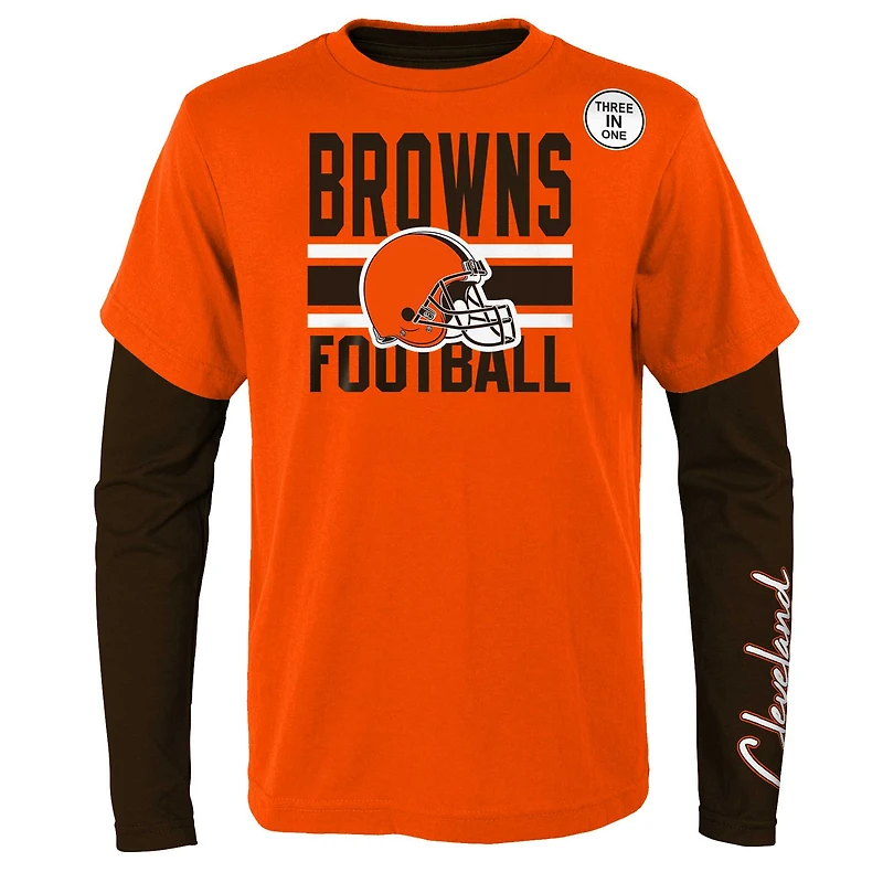 Ensemble de t-shirts préférés des fans Cleveland Browns orange/marron pour jeune