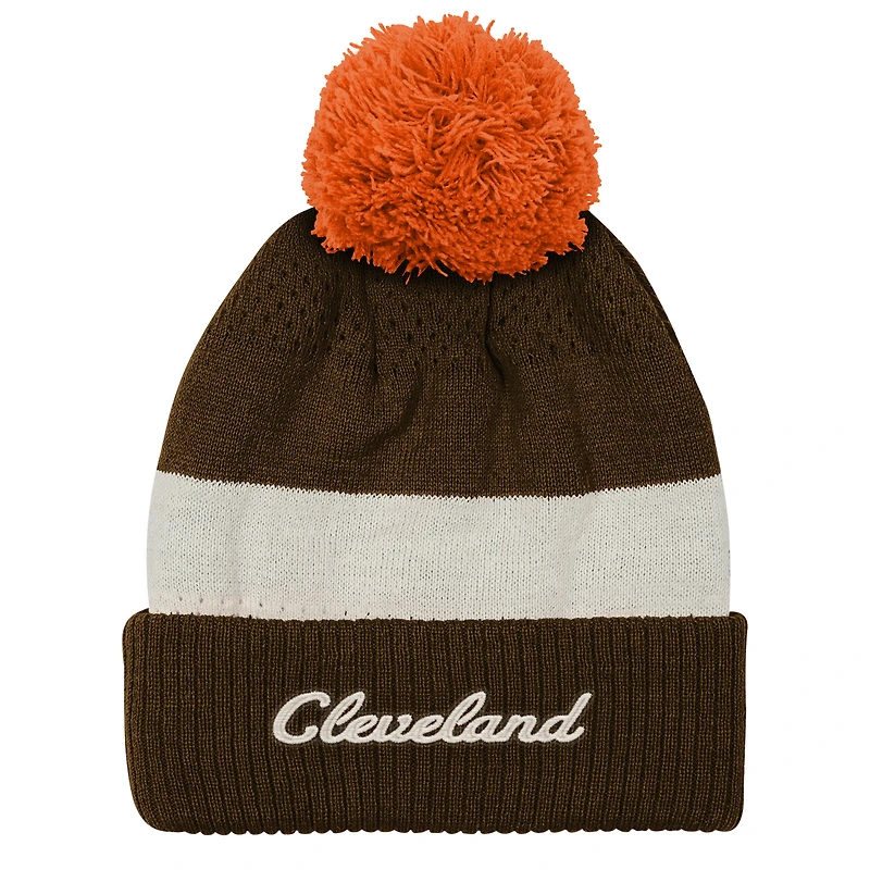 Youth Outerstuff  Brown Cleveland Browns Modern Fan Cuffed Knit Hat with Pom