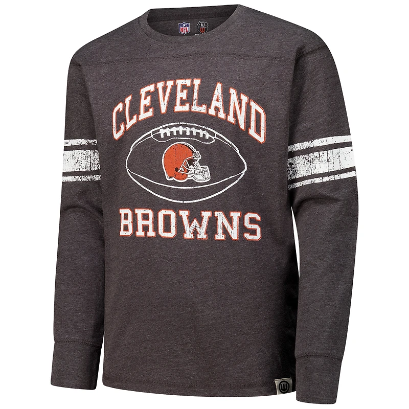 T-shirt de football à manches longues pour jeunes Wes & Willy Heather Brown des Cleveland Browns