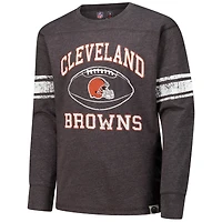 T-shirt de football à manches longues pour jeunes Wes & Willy Heather Brown des Cleveland Browns