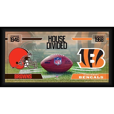 Collage de football américain « Cleveland Browns contre Cincinnati Bengals » encadré (25 x 50 cm)