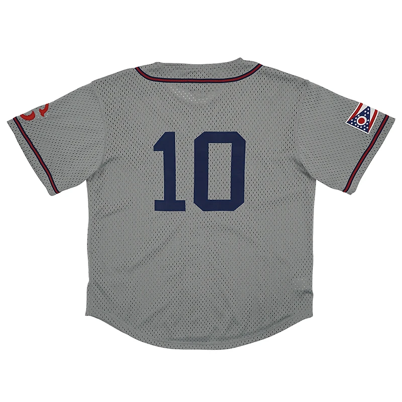Men's Rings & Crwns #10 Gray Cleveland Buckeyes Mesh Button-Down Replica Jersey