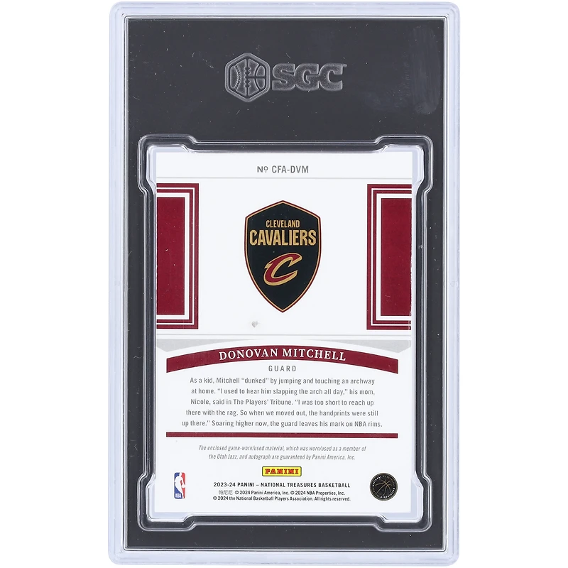Donovan Mitchell Cleveland Cavaliers Autographed 2023-24 Panini National Treasures Clutch Factor Materials Signature Relic #CFA-DVM #5/25 SGC Authenticated 8.5/10 Card