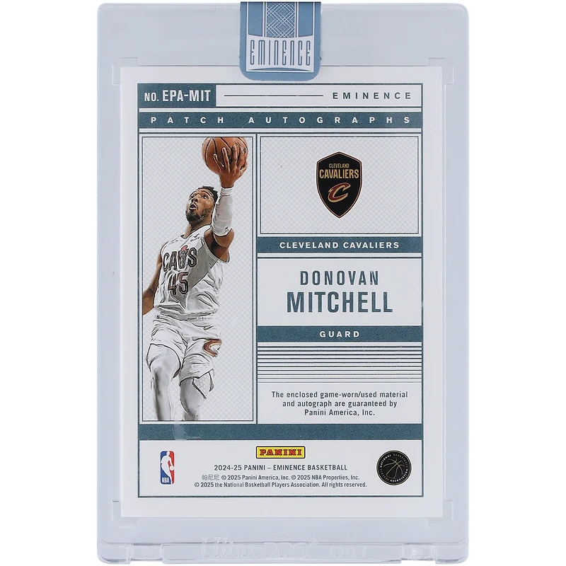 Donovan Mitchell Cleveland Cavaliers Autographed 2024-25 Panini Eminence Emerald Patch Dual-Color Relic #EPA-MIT #1/3 Card